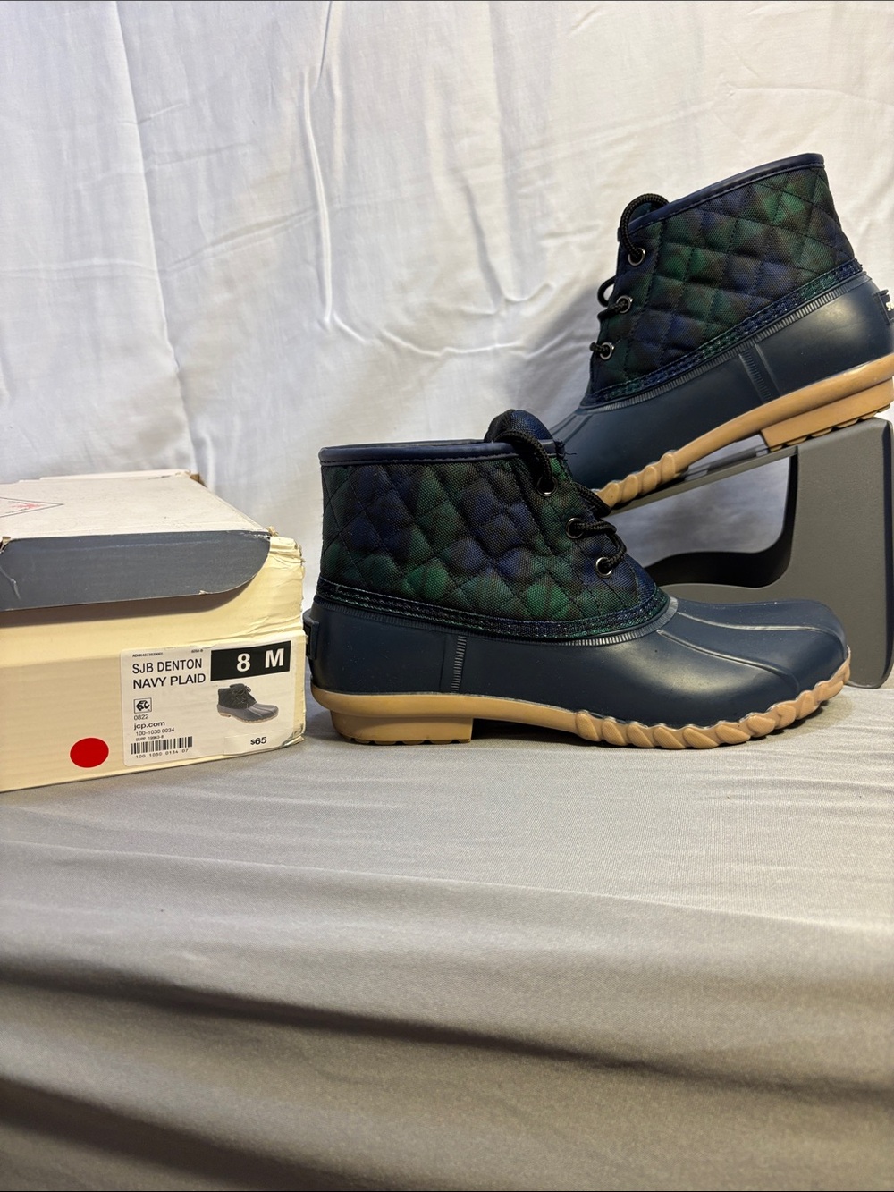 St. John's Bay Navy and Dark Green Quilted Duck Boots - Men